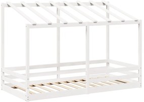 Cama infantil com telhado 90x200 cm pinho maciço branco