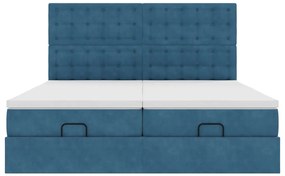 Estrutura cama otomana colchões 180x200 cm veludo azul escuro