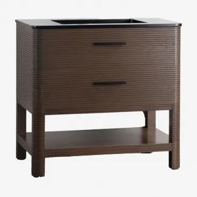 Conjunto De Móvel De Casa De Banho Em Madeira Com Lavatório Integrado Misene Madeira Escura & Sem Espelho & Sem Torneira - Sklum