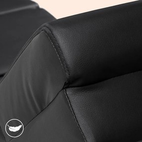Espreguiçadeira London em couro sintético preto com função de massagem e aquecimento 186x55x89 cm Preta