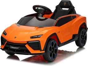 Carro elétrico para crianças Lamborghini Lanzador 12V Pneus em borracha maciça, banco em pele sintética Laranja