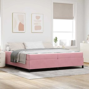 vidaXL Estrutura da Cama com colchão Rosa e branco 200 x 200 cm Veludo