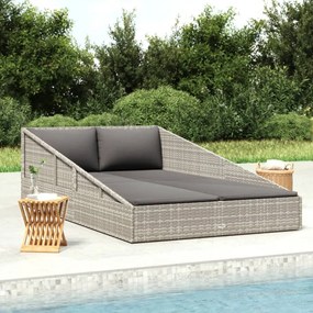 vidaXL Espreguiçadeira de jardim 110x200 cm vime PE cinzento