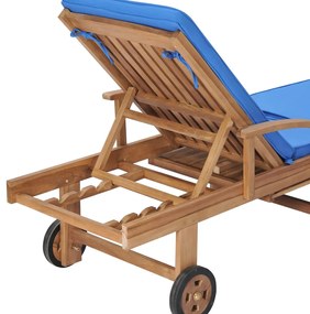 Espreguiçadeiras c/ almofadões 2 pcs madeira teca maciça azul