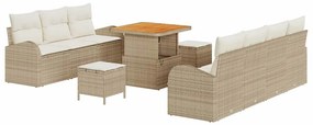 Conjunto de Sofá de Jardim de 10 Peças com Almofadas em Rattan Poliést