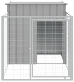 Casota para cães com parque aço galvanizado cinzento-claro