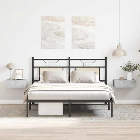Mesa cabeceira suspensa 2pcs derivados madeira cinzento cimento