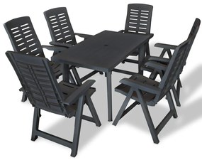 vidaXL Conjunto de jantar de exterior 7 pcs plástico antracite