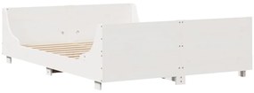 Cama sem colchão 140x190 cm madeira de pinho maciça branco