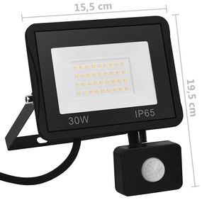 Projetor c/ iluminação LED e sensor 30 W branco quente