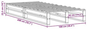 Cama sem colchão 100x200 cm madeira de pinho maciça branco