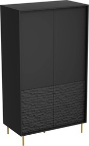 Roupeiro Ciretre 106, Dourado, Preto, 185x90x53cm, 61.6 kg, Portas para roupeiro: Com dobradiças