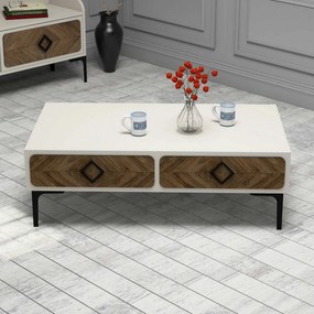 Mesa de Centro Samba – Nogueira e Creme – 105x34,6x60 cm