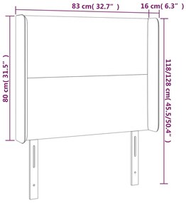 Cabeceira de cama c/ abas veludo 83x16x118/128 cm preto