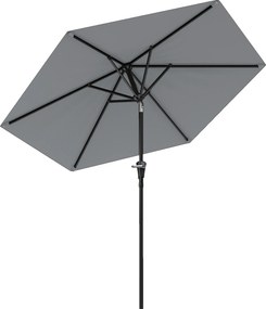 Outsunny Chapéu de Sol Jardim Ø230x216 cm Teto Ajustável Abertura Manual Impermeável Pátio Piscina Praia Resistente Cinzento | Aosom Portugal