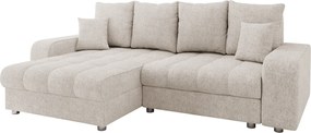 Sofá de canto Sanford 102, Cama com arrumação, 250x166x94cm, 117 kg, Pernas: Plástico, Metal, Madeira: Pinheiro, Faia