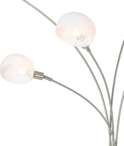 Candeeiro de pé design em aço com vidro opalino 5 luzes - Sixties Marmo