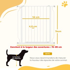 Barreira de segurança para animais de estimação, comprimento ajustável, 75-85 L x 76 cm, branca
