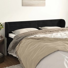 Cabeceira de cama c/ abas veludo 203x23x78/88 cm preto