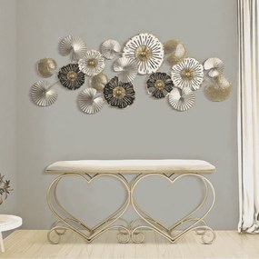BANCO CORAÇÃO ROSA 105X37,5X51,5 CM DOURADO E ROSA
