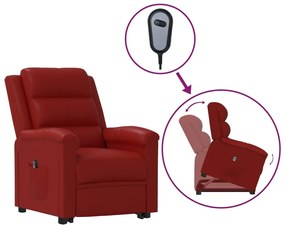 vidaXL Poltrona elevatória couro artificial vermelho tinto