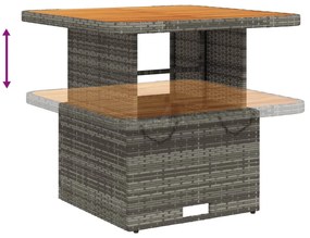 2 pcs conjunto sofás de jardim c/ almofadões vime PE cinzento