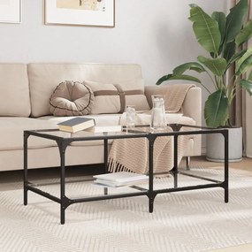 Mesa de centro c/ topo em vidro transparente 98,5x50x40 cm aço