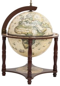 Garrafeira forma de globo madeira eucalipto maciça castanho