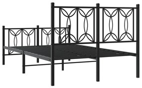 Estrutura de cama com cabeceira e pés 120x190 cm metal preto