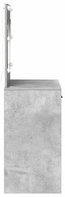 Mesa de Maquiagem vidaXL com Luzes LED Cinza Concreto 78,5x41x135 cm