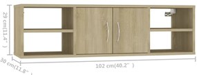 Estante de parede 102x30x29cm derivados madeira carvalho sonoma