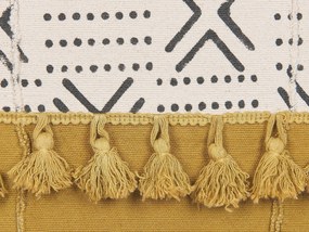 Conjunto de 2 almofadas decorativas branco creme e amarelo mostarda 45 x 45 cm WOODI Beliani