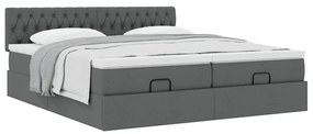 Estrutura de cama otomana com colchões tecido cinzento escuro