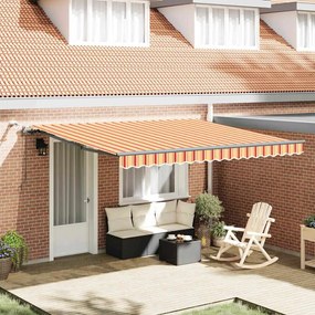vidaXL Toldo Retrátil Automático com LED Amarelo e Laranja 400x300 cm