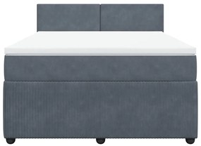 Cama com molas/colchão 140x200 cm veludo cinzento-escuro
