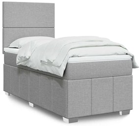 Cama com molas/colchão 80x200 cm tecido cinza-claro