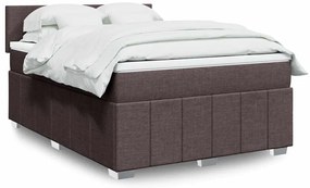 vidaXL Cama com molas/colchão 140x190 cm tecido castanho-escuro