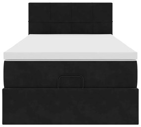 Estrutura de cama otomana com colchão preto veludo