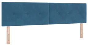 Cama Box Spring vidaXL com Colchão e LED Azul Escuro 180x200 cm Veludo