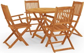 vidaXL 5 pcs conj. jantar exterior dobrável madeira eucalipto maciça