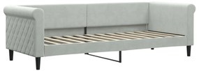 Sofá-cama c/ gavetão e colchões 80x200 cm veludo cinzento-claro