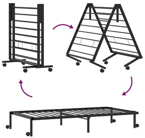Estrutura de cama sem colchão Dobrável 100x200 cm aço preto