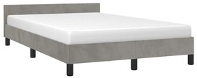 Estrutura de cama sem colchão cinza claro Veludo