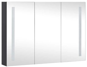 Armário espelhado para casa de banho com LED 89x14x62 cm