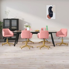 vidaXL Cadeiras de jantar giratórias 6 pcs veludo rosa