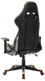 Cadeira gaming c/ apoio de pés couro artificial preto/laranja