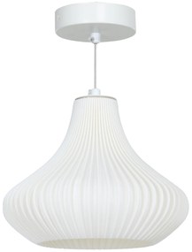 HOMCOM Candeeiro Suspenso Moderno Candeeiro de Teto com Ecrã de Impressão 3D Iluminação para Sala de Jantar Ø22x18 cm Branco