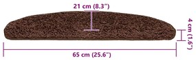 Tapetes de escada 30 pcs 65x21x4 cm castanho