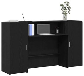 vidaXL Balcão de recepção Carvalho preto 180x50x103,5 cm Madeira projetada