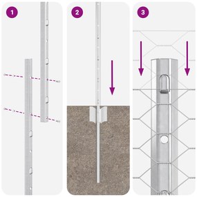 Postes de Cerca vidaXL 22 pcs U-Channel 140 cm Aço Galvanizado, Cerca